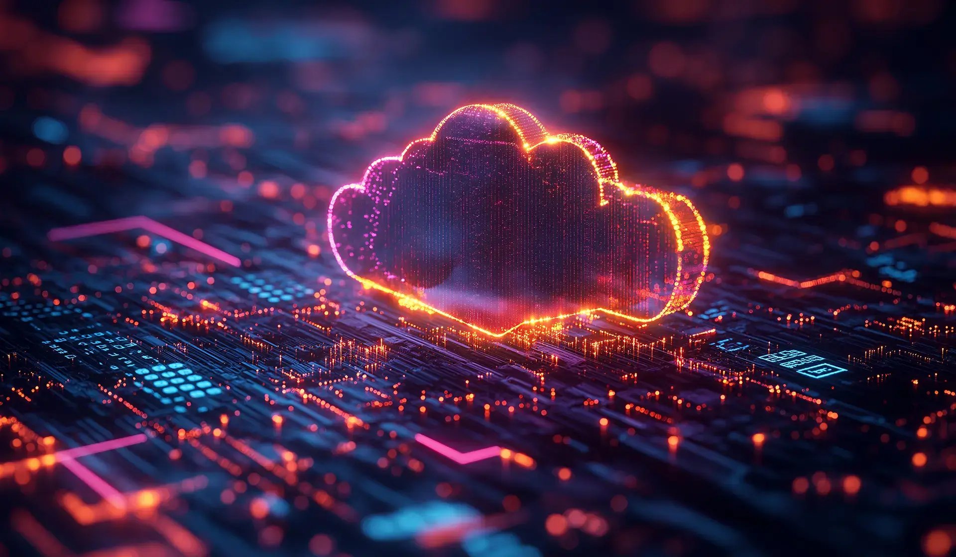 Visualisierung von Cloud-Computing-Technologie für Bauunternehmen in Deutschland – digitale Infrastruktur für sichere Datenverarbeitung und Zusammenarbeit am Bau