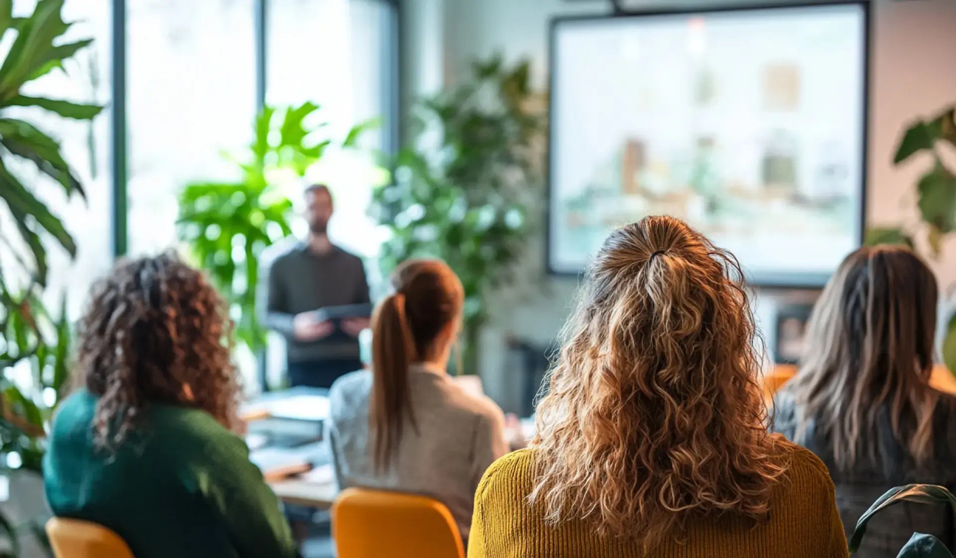 Teilnehmende an einer Präsenzschulung im modernen Büro in Deutschland – Weiterbildung im Bauwesen und digitale Kompetenzentwicklung