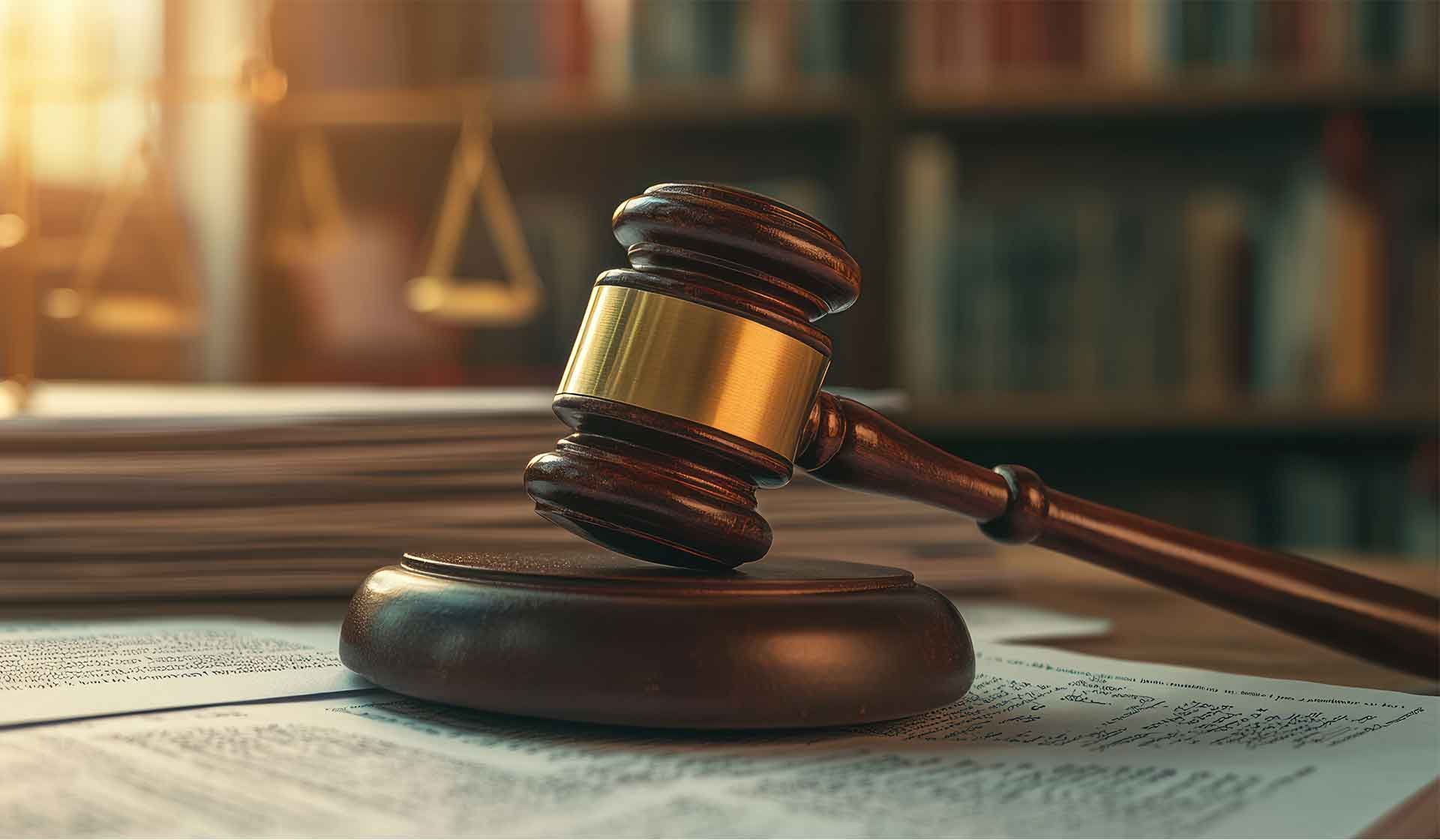 Richterhammer auf Gesetzestexten – Symbolbild zur rechtlichen Grundlage des Betriebsrentenstärkungsgesetzes in der Bauwirtschaft